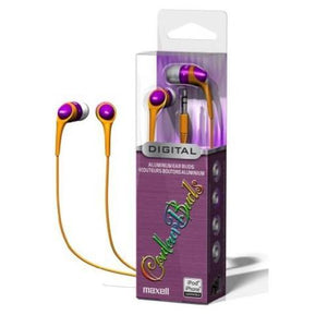 Maxell Digital Écouteurs Boutons - Mauve et Orange - Simple Boutique