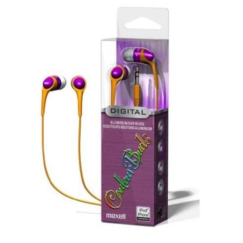 Maxell Digital Écouteurs Boutons - Mauve et Orange - Simple Boutique
