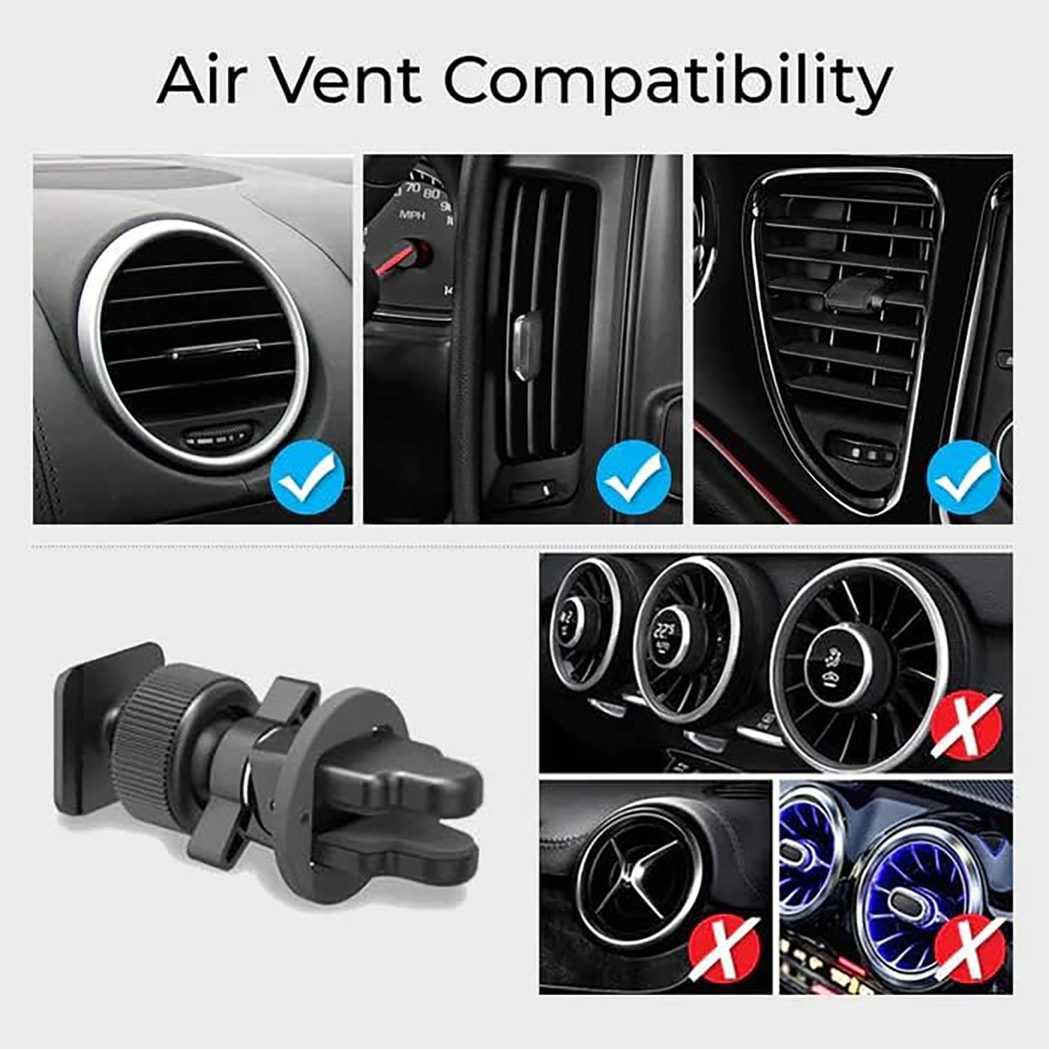 MightyMount - Support de Téléphone Magnétique Magsafe pour Grille de Ventillation de Voiture, Noir - Simple Boutique