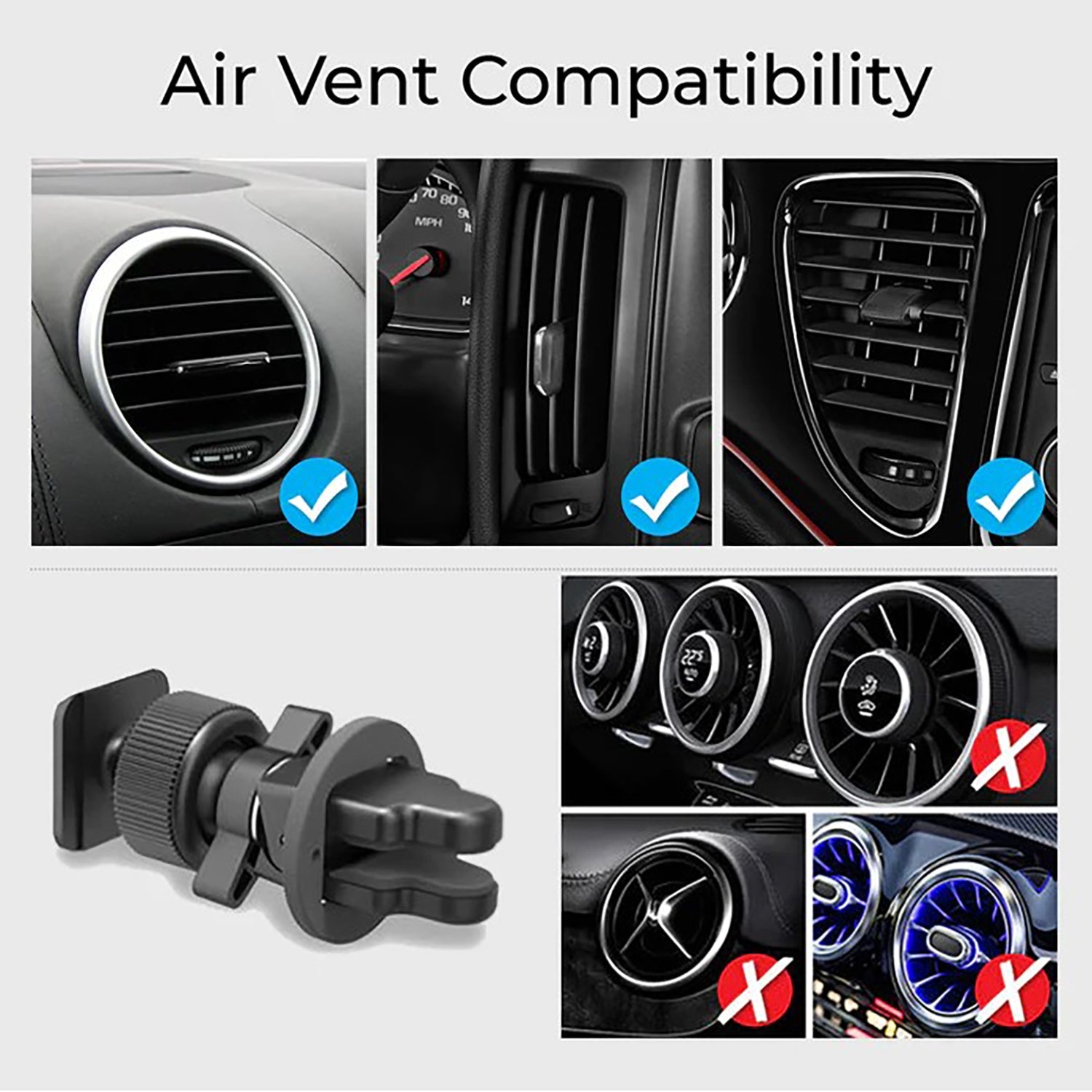 MightyMount - Support de Téléphone pour Grille d'aération de Voiture, Noir - Simple Boutique