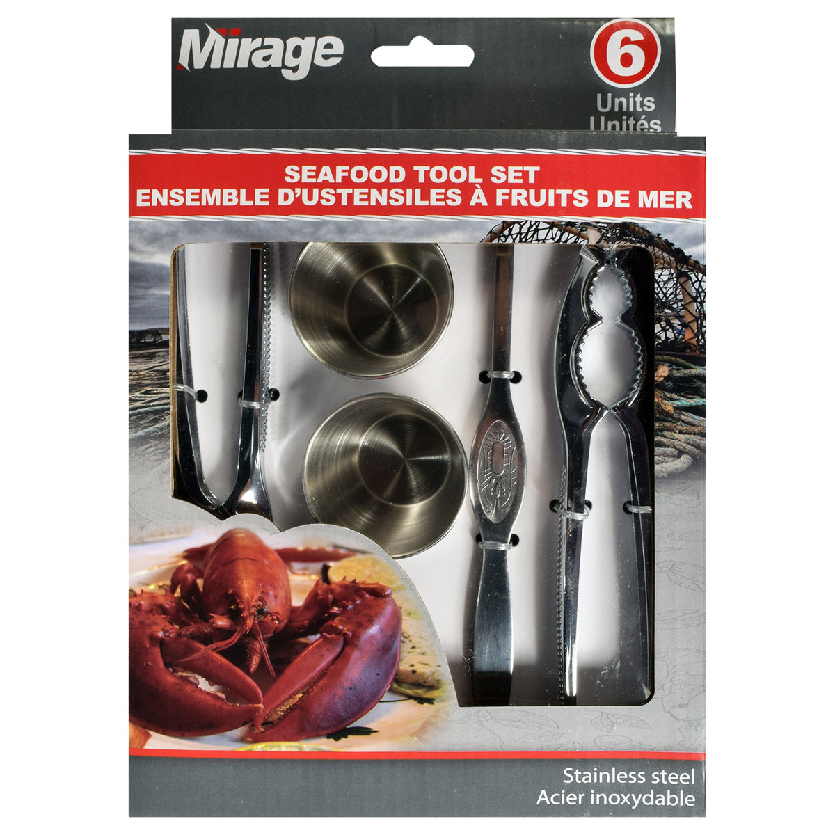 Mirage Ensemble d'Ustensiles pour Fruits de Mer 6 Pièces en Acier Inoxydable - Simple Boutique
