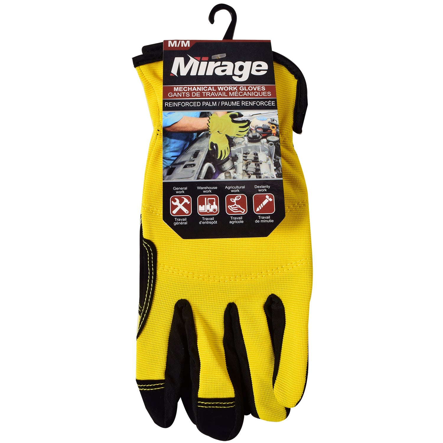 Mirage Gants de mécanicien à paume renforcée, moyen, jaune, Lot de 2 - Simple Boutique