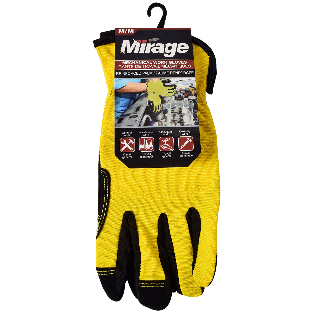 Mirage Gants de mécanicien à paume renforcée, moyen, jaune, Lot de 2 - Simple Boutique