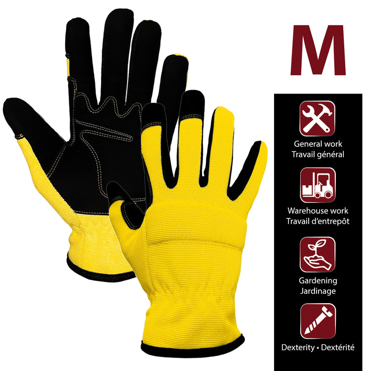 Mirage Gants de mécanicien à paume renforcée, moyen, jaune, Lot de 2 - Simple Boutique