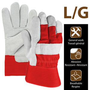 Mirage Gants de travail en cuir de vache à paume doublée, grand, rouge, Lot de 2 - Simple Boutique