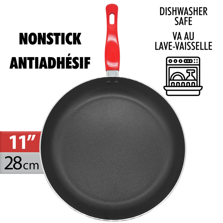 Mirage Grande Poêle à Frire Antiadhésive 11 po en Aluminium, Rouge - Simple Boutique
