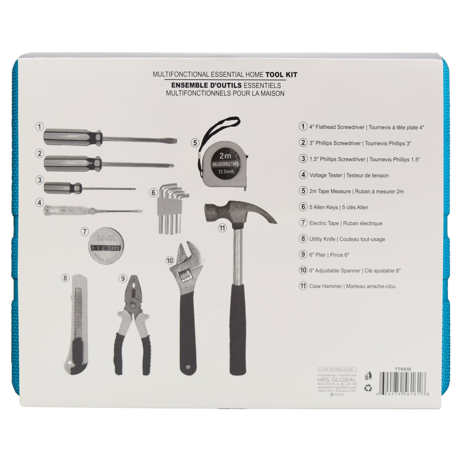 Mirage Trousse à outils pour la maison 15 pièces avec mallette, turquoise - Simple Boutique