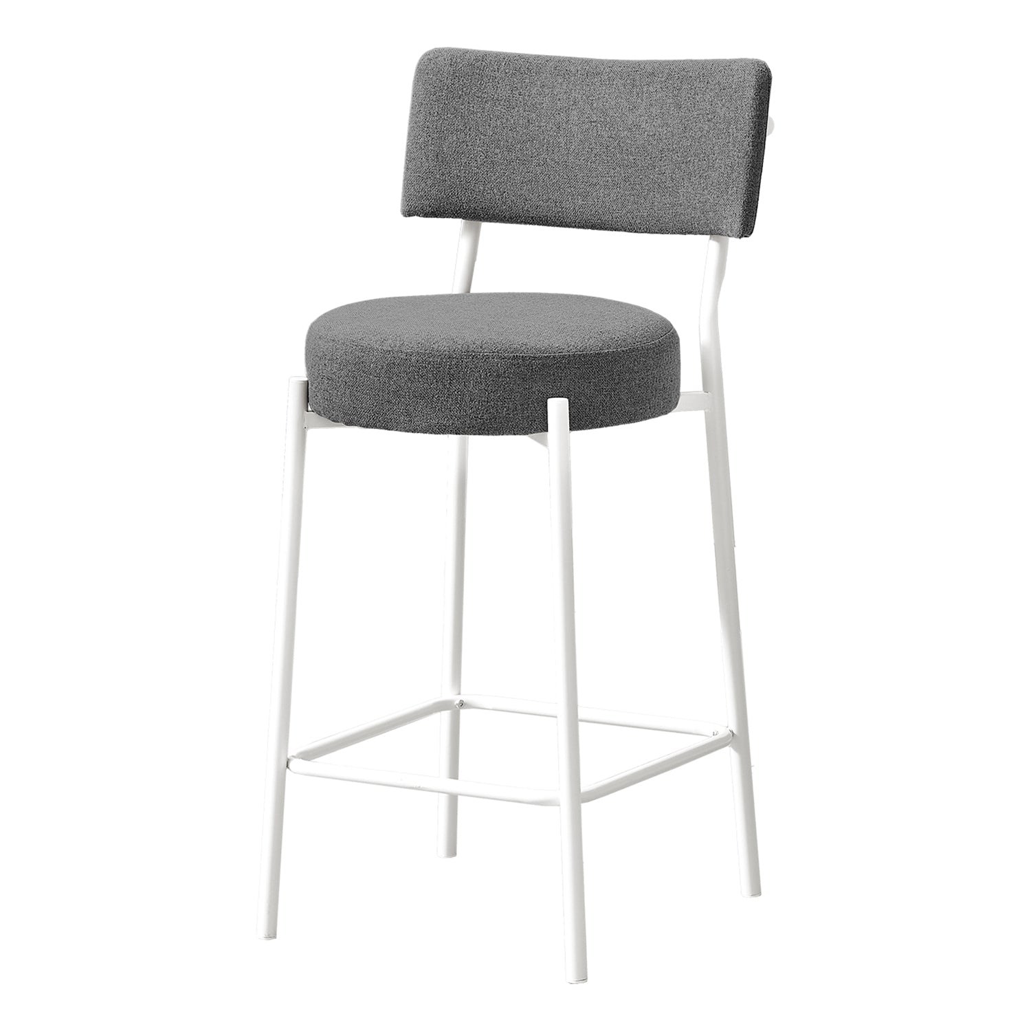 Monarch Speacialties I 2247 - Tabouret De Bar, Hauteur Du Comptoir, Ensemble De 2, Cuisine, Tissu Gris, Métal Blanc, Contemporain, Moderne - Simple Boutique