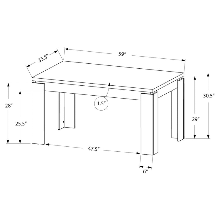 Monarch Specialties I 1056 Table A Manger, 60" Rectangulaire, Cuisine, Salle À Manger, Stratifié, Blanc, Contemporain, Moderne - Simple Boutique