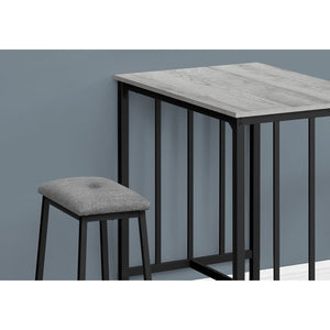 Monarch Specialties I 1144 - Ens Salle A Manger, Ensemble De 3 Pièces, Hauteur Du Comptoir, 36" Rectangulaire, Petit, Cuisine, Stratifié Gris, Métal Noir, Contemporain, Moderne - Simple Boutique