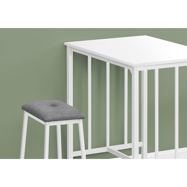 Monarch Specialties I 1147 - Ens Salle A Manger, Ensemble De 3 Pièces, Hauteur Du Comptoir, 36" Rectangulaire, Petit, Cuisine, Stratifié Blanc, Métal Blanc, Contemporain, Moderne - Simple Boutique