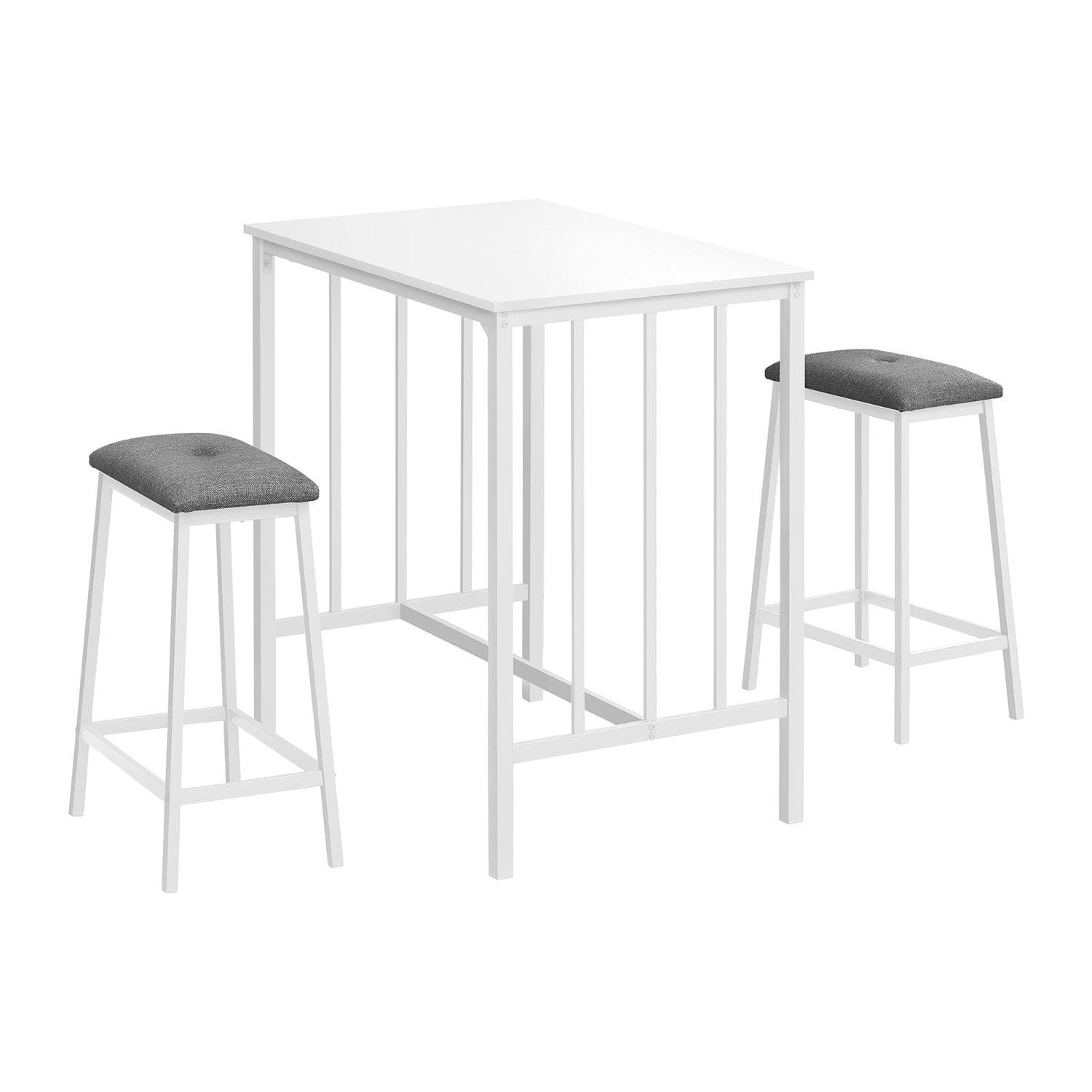 Monarch Specialties I 1147 - Ens Salle A Manger, Ensemble De 3 Pièces, Hauteur Du Comptoir, 36" Rectangulaire, Petit, Cuisine, Stratifié Blanc, Métal Blanc, Contemporain, Moderne - Simple Boutique