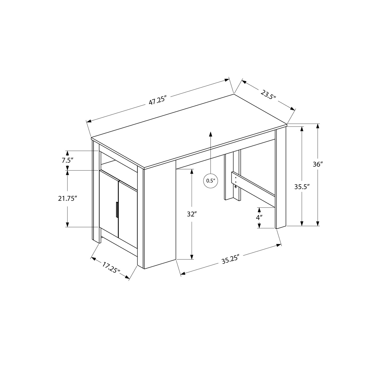 Monarch Specialties I 1202 - Table A Manger, 48" Rectangulaire, Hauteur Du Comptoir, Cuisine, Petit, Rangement, Stratifié Blanc, Contemporain, Moderne - Simple Boutique