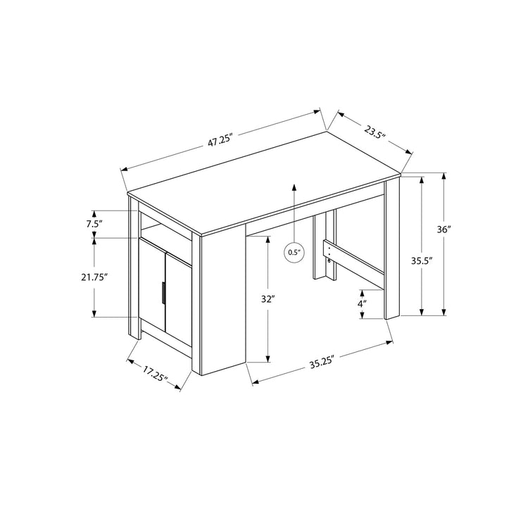 Monarch Specialties I 1202 - Table A Manger, 48" Rectangulaire, Hauteur Du Comptoir, Cuisine, Petit, Rangement, Stratifié Blanc, Contemporain, Moderne - Simple Boutique