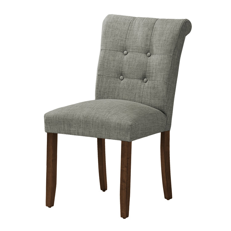 Monarch Specialties I 1218 - Chaise De Salle À Manger, Hauteur De 38", Ensemble De 2, Rembourré, Salle À Manger, Coté, Cuisine, Tissu Gris, Pieds En Bois De Noyer, Moderne - Simple Boutique
