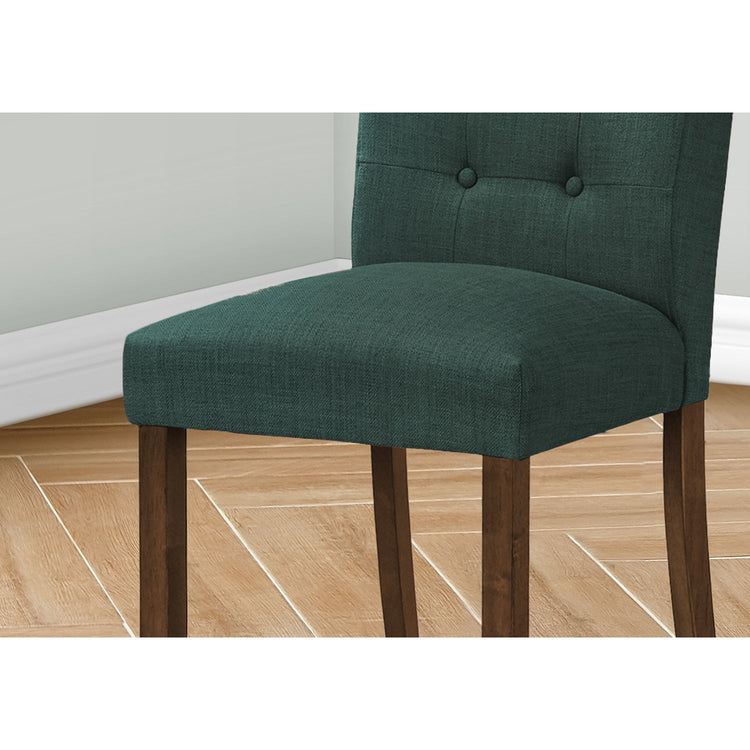 Monarch Specialties I 1220 - Chaise De Salle À Manger, Hauteur De 38", Ensemble De 2, Rembourré, Salle À Manger, Coté, Cuisine, Tissu Bleu, Pieds En Bois De Noyer, Moderne - Simple Boutique