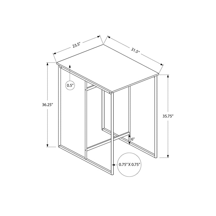 Monarch Specialties I 1241 - Table A Manger, Rectangulaire De 32", Hauteur Du Comptoir, Petit, Dessus En Lamine, Cuisine, Stratifié Gris, Métal Blanc, Contemporain, Moderne - Simple Boutique