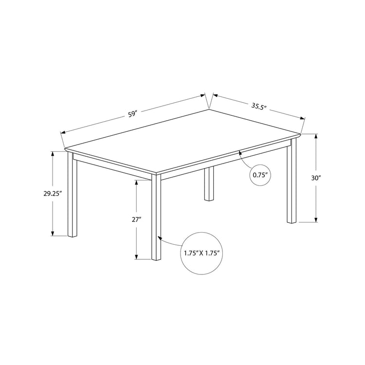 Monarch Specialties I 1302 - Table A Manger, 60" Rectangulaire, Cuisine, Salle À Manger, Veneer Marron, Jambes En Bois, Transitionnel - Simple Boutique