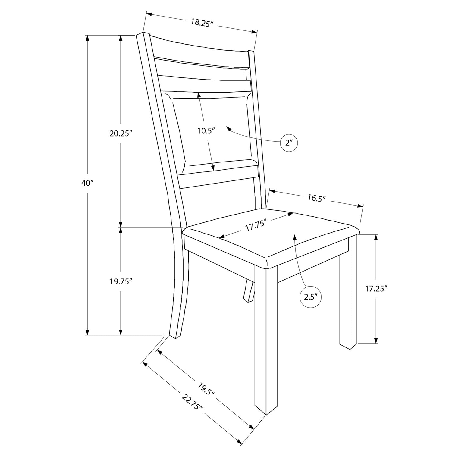 Monarch Specialties I 1310 - Chaise, Lot De 2, Côté, Rembourré, Cuisine, Salle À Manger, Aspect Cuir Marron, Pieds En Bois De Noyer, Transitionnel - Simple Boutique