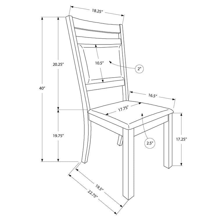 Monarch Specialties I 1310 - Chaise, Lot De 2, Côté, Rembourré, Cuisine, Salle À Manger, Aspect Cuir Marron, Pieds En Bois De Noyer, Transitionnel - Simple Boutique
