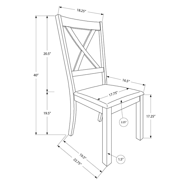 Monarch Specialties I 1311 - Chaise, Lot De 2, Côté, Rembourré, Cuisine, Salle À Manger, Tissu Marron, Cadre En Bois De Noyer, Transitionnel - Simple Boutique