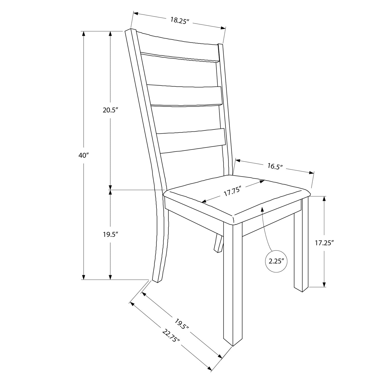Monarch Specialties I 1313 - Chaise, Lot De 2, Côté, Rembourré, Cuisine, Salle À Manger, Tissu Marron, Pieds En Bois De Noyer, Transitionnel - Simple Boutique