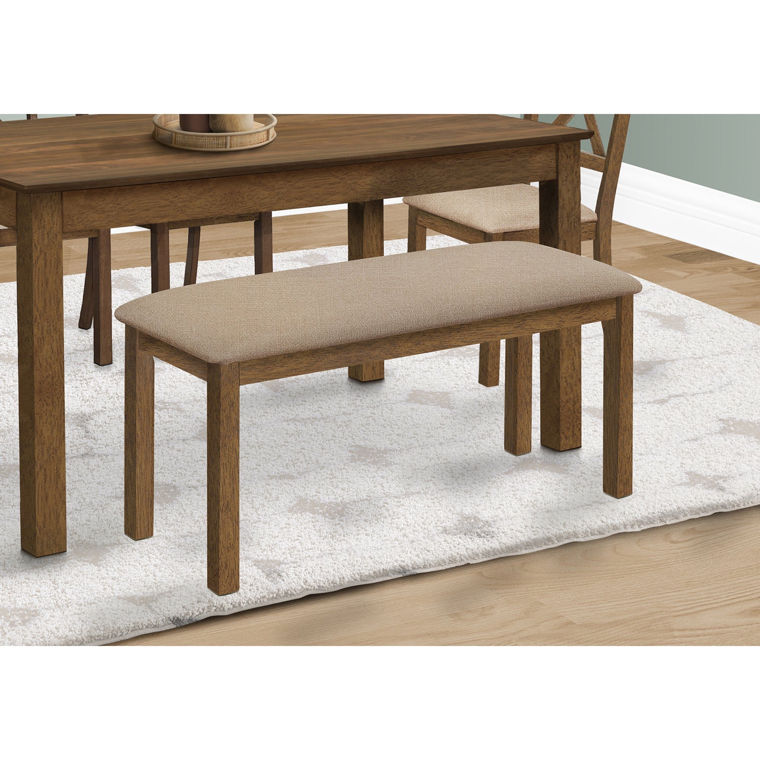 Monarch Specialties I 1317 - Banc, 42" Rectangulaire, Bois, Rembourré, Salle À Manger, Cuisine, Entrée, Marron Et Beige, Transitionnel - Simple Boutique