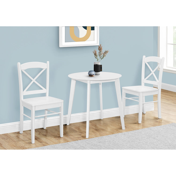 Monarch Specialties I 1321 - Table A Manger, 30" Rond, Petit, Cuisine, Salle À Manger, Vernis Blanc, Jambes En Bois, Transitionnel - Simple Boutique