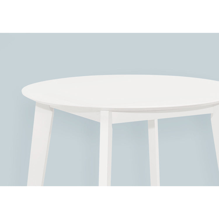 Monarch Specialties I 1321 - Table A Manger, 30" Rond, Petit, Cuisine, Salle À Manger, Vernis Blanc, Jambes En Bois, Transitionnel - Simple Boutique