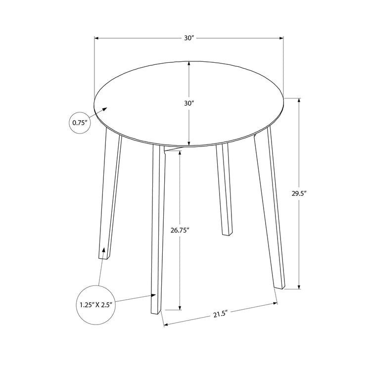 Monarch Specialties I 1326 - Table A Manger, 30"" Rond, Petit, Cuisine, Salle À Manger, Chêne Et Crème, Jambes En Bois, Transitionnel - Simple Boutique