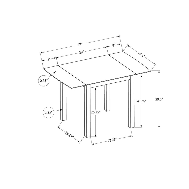 Monarch Specialties I 1327 - Table A Manger, 48" Rectangulaire, Petit, Cuisine, Salle À Manger, Cote Abaissant, Chêne Et Crème, Jambes En Bois, Transitionnel - Simple Boutique