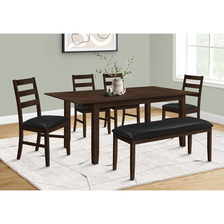Monarch Specialties I 1331 - Table A Manger, Table Rectangulaire 78", Panneau D'extension 18", Top En Placage, Veneer Marron, Transitionnel - Simple Boutique
