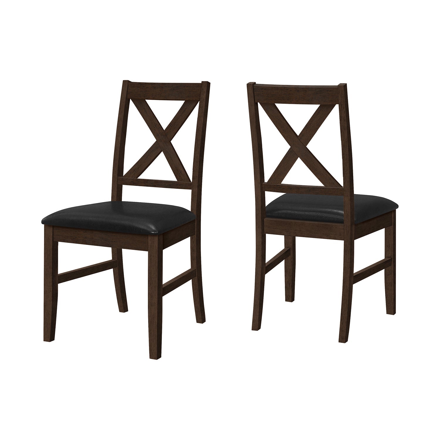 Monarch Specialties I 1333 - Chaise, 37 Pouces De Hauteur, Lot De 2, Salle À Manger, Cuisine, Côté, Rembourré, Bois Solide Marron, Aspect Cuir Marron, Transitionnel - Simple Boutique