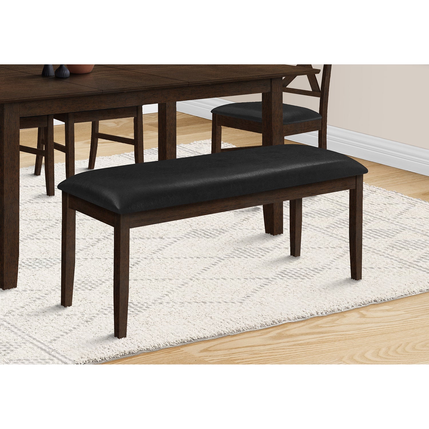 Monarch Specialties I 1334 - Banc Rectangulaire De 48 Pouces, Salle À Manger, Couloir, Entrée, Rembourré, Bois Solide Marron, Transitionnel - Simple Boutique