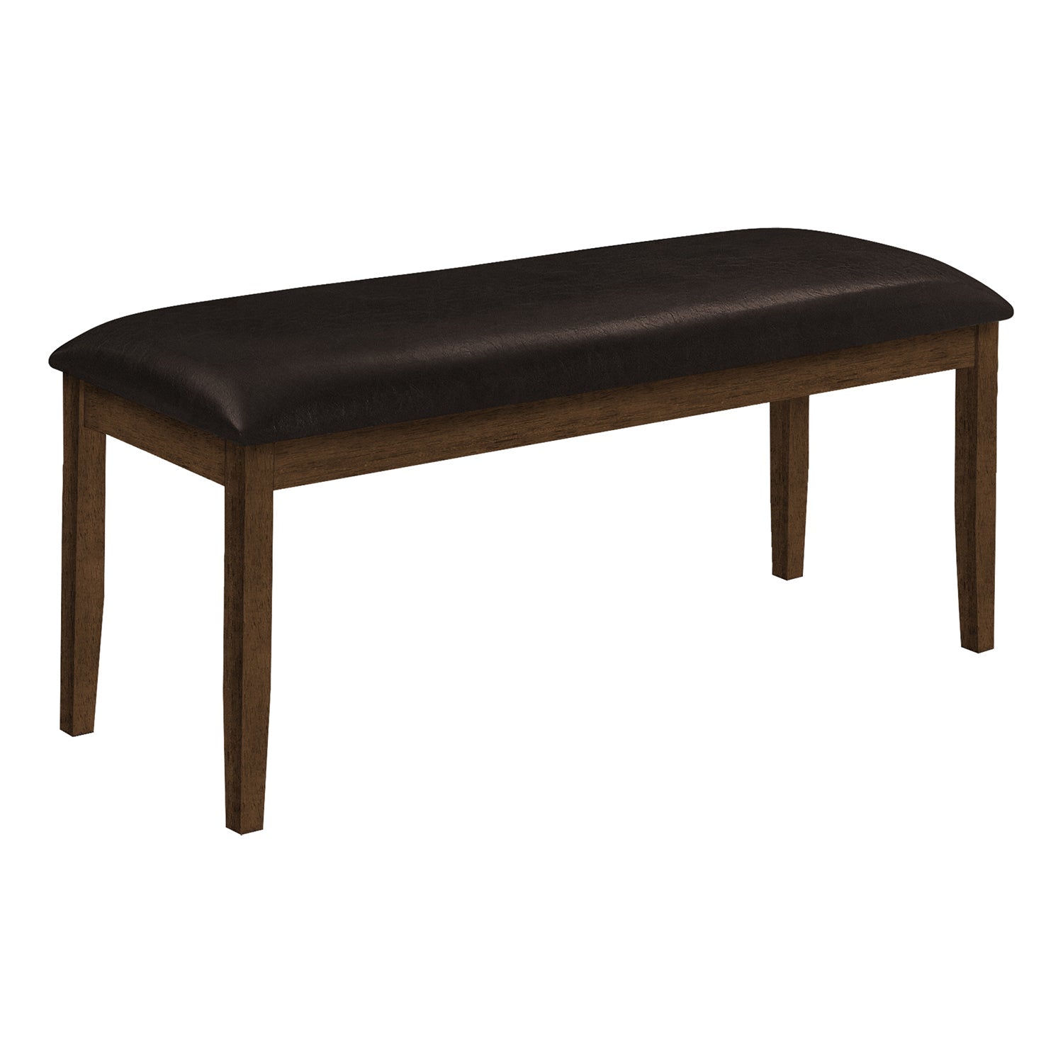 Monarch Specialties I 1373 - Banc Rembourré Rectangulaire de 48 Pouces, Salle À Manger, Entrée, Couloir, Cuisine, Bois Solide Marron, En Cuir Synthétique Marron, Transitionnel - Simple Boutique