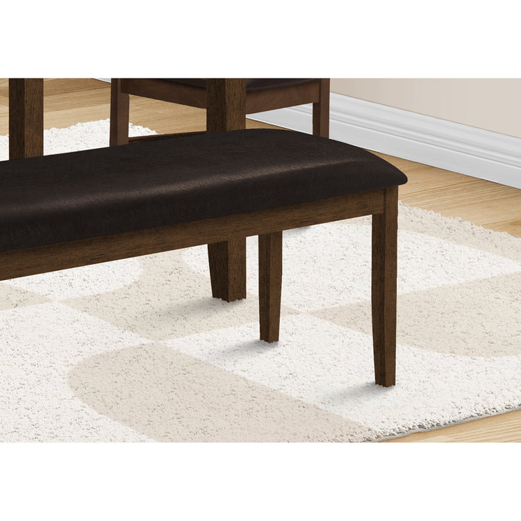 Monarch Specialties I 1373 - Banc Rembourré Rectangulaire de 48 Pouces, Salle À Manger, Entrée, Couloir, Cuisine, Bois Solide Marron, En Cuir Synthétique Marron, Transitionnel - Simple Boutique