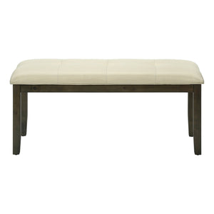 Monarch Specialties I 1377 - Banc Rectangulaires, Salle À Manger, Entrée, Cuisine, Couloir, Rembourré, Bois, Tissu Crème, Transitionnel - Simple Boutique