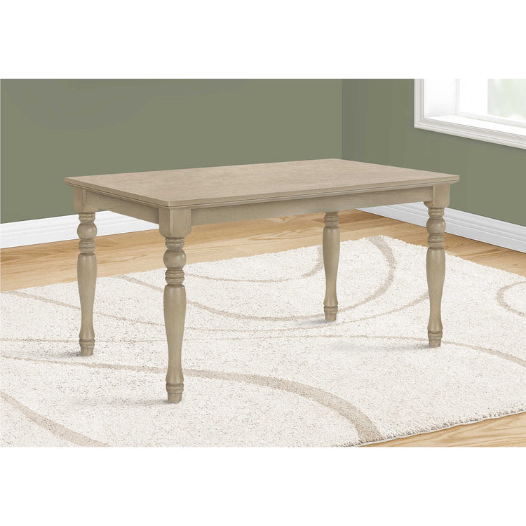 Monarch Specialties I 1390 - Table A Manger, 60" Rectangulaire, Top En Placage, Pieds En Bois Massif, Salle À Manger, Cuisine, Placage Gris Antique, Jambes En Bois, Transitionnel - Simple Boutique