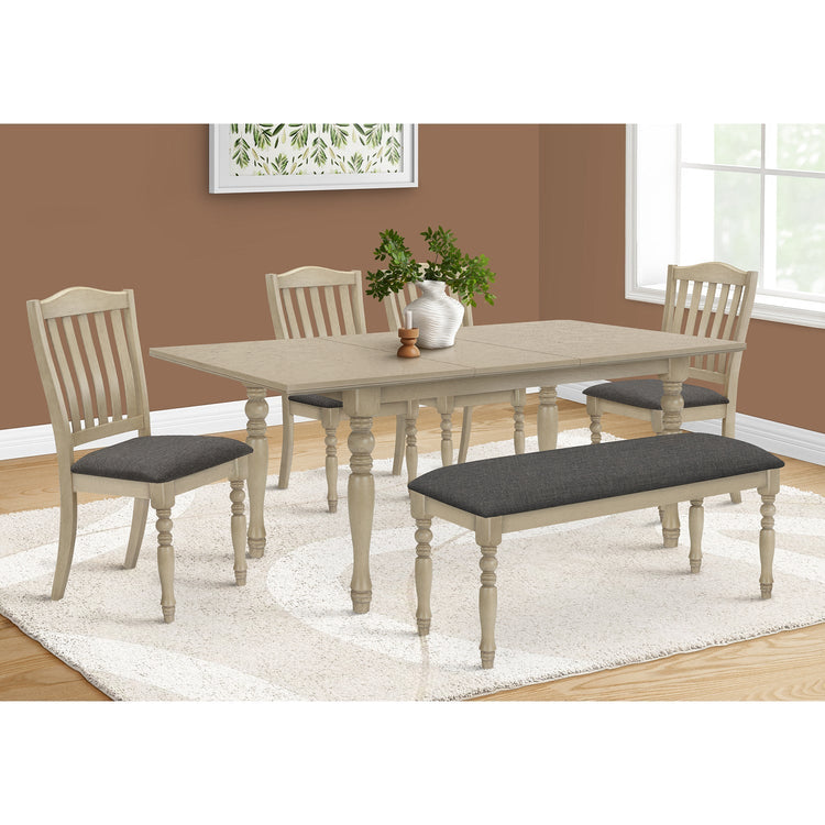 Monarch Specialties I 1391 - Table A Manger, Table Rectangulaire 78", Panneau D'extension 18", Top En Placage, Pieds En Bois Massif, Salle À Manger, Cuisine, Plaquage Gris Antique, Jambes En Bois, Transitionnel - Simple Boutique