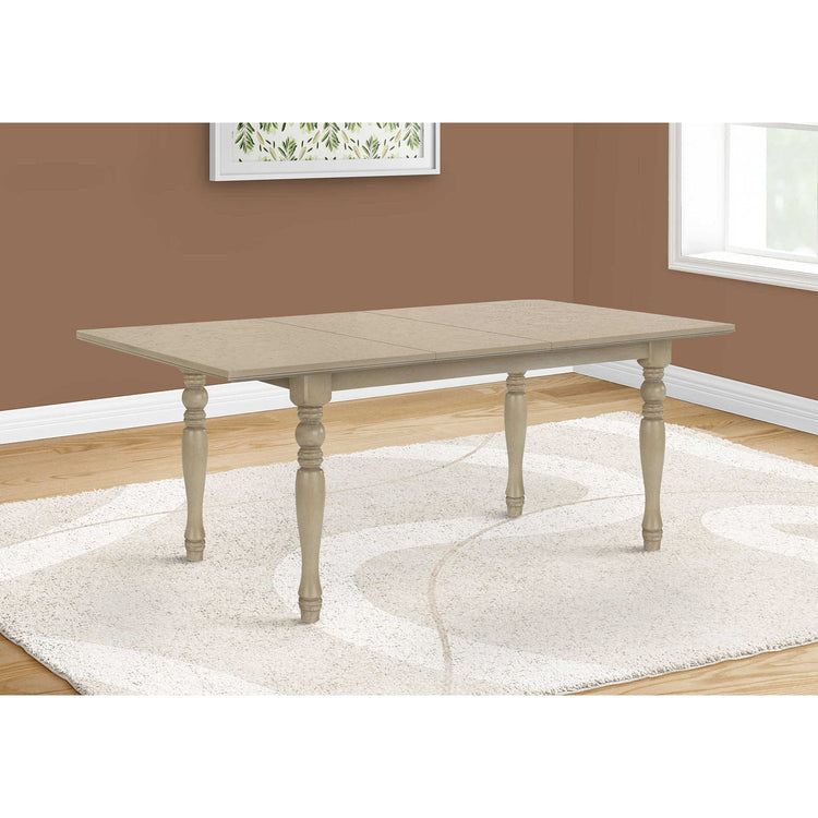 Monarch Specialties I 1391 - Table A Manger, Table Rectangulaire 78", Panneau D'extension 18", Top En Placage, Pieds En Bois Massif, Salle À Manger, Cuisine, Plaquage Gris Antique, Jambes En Bois, Transitionnel - Simple Boutique