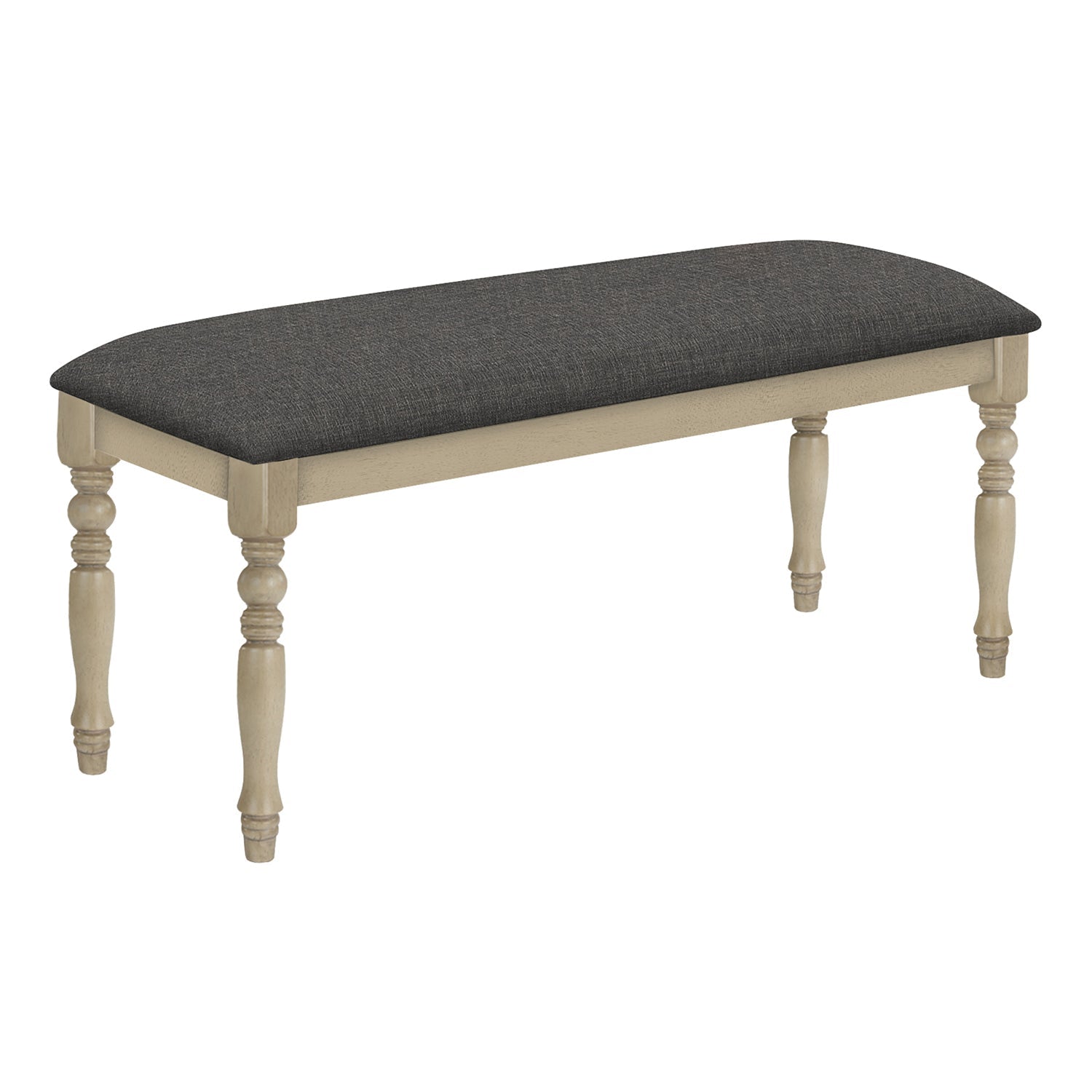 Monarch Specialties I 1393 - Banc Rectangulaire De 48 Pouces., Rembourré, Bois, Entrée, Salle À Manger, Cuisine, Gris Antique, Tissu Gris, Bois Solide Gris, Transitionnel - Simple Boutique