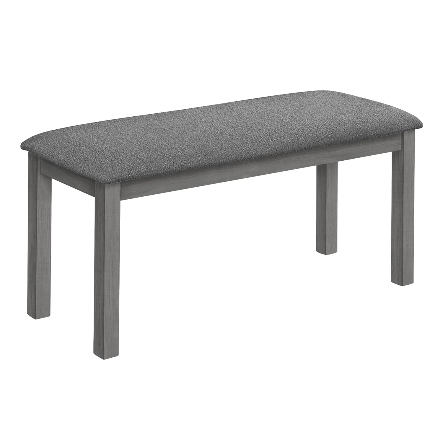 Monarch Specialties I 1433 - Banc, 42" Rectangulaire, Bois, Rembourré, Salle À Manger, Cuisine, Entrée, Gris, Transitionnel - Simple Boutique