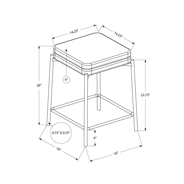 Monarch Specialties I 2227 - Tabouret De Bar, Hauteur Du Comptoir, Ensemble De 2, Cuisine, Tissu Gris, Métal Blanc, Contemporain, Moderne - Simple Boutique