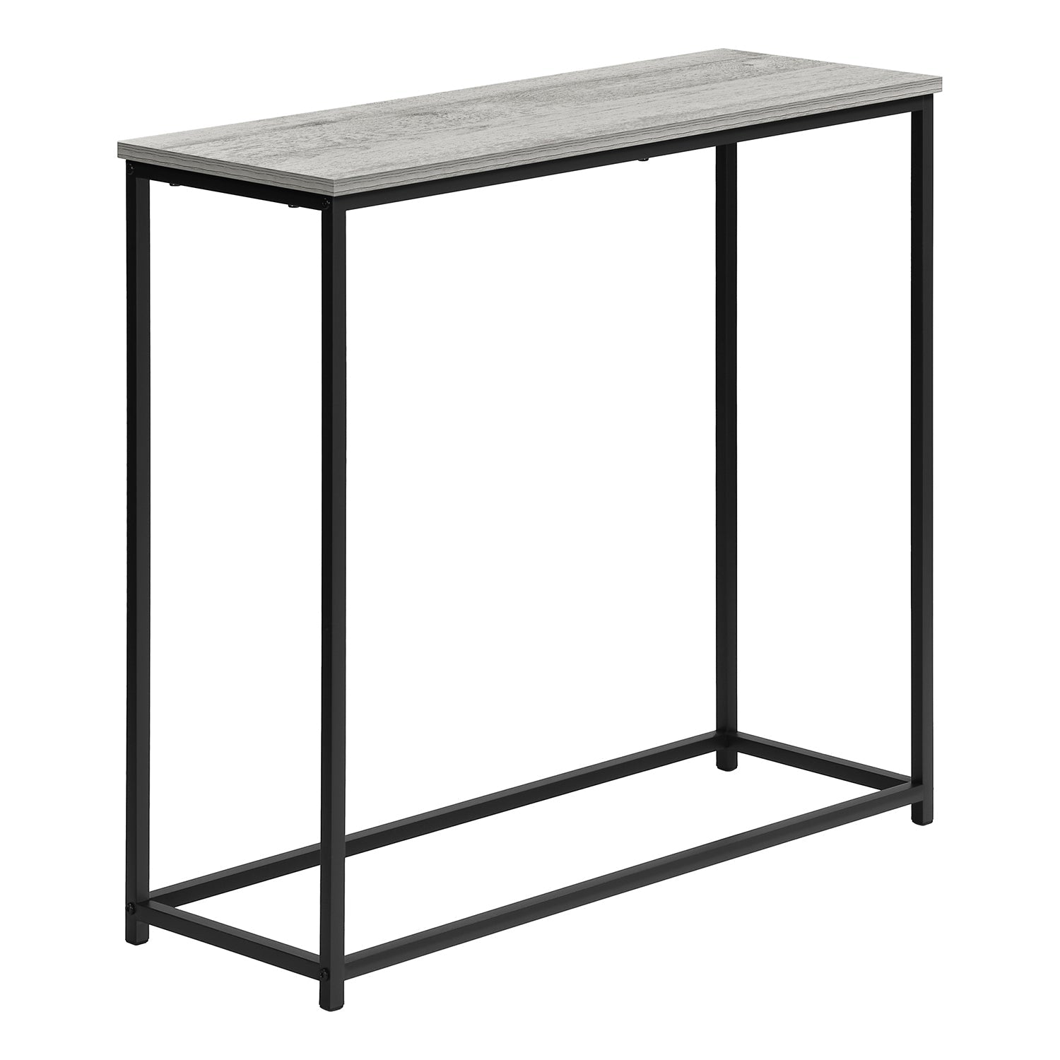 Monarch Specialties I 2251 - Table D'appoint, Console, Entrée, Étroit, Sofa, Salon, Chambre À Coucher, Stratifié Gris, Métal Noir, Contemporain, Moderne - Simple Boutique