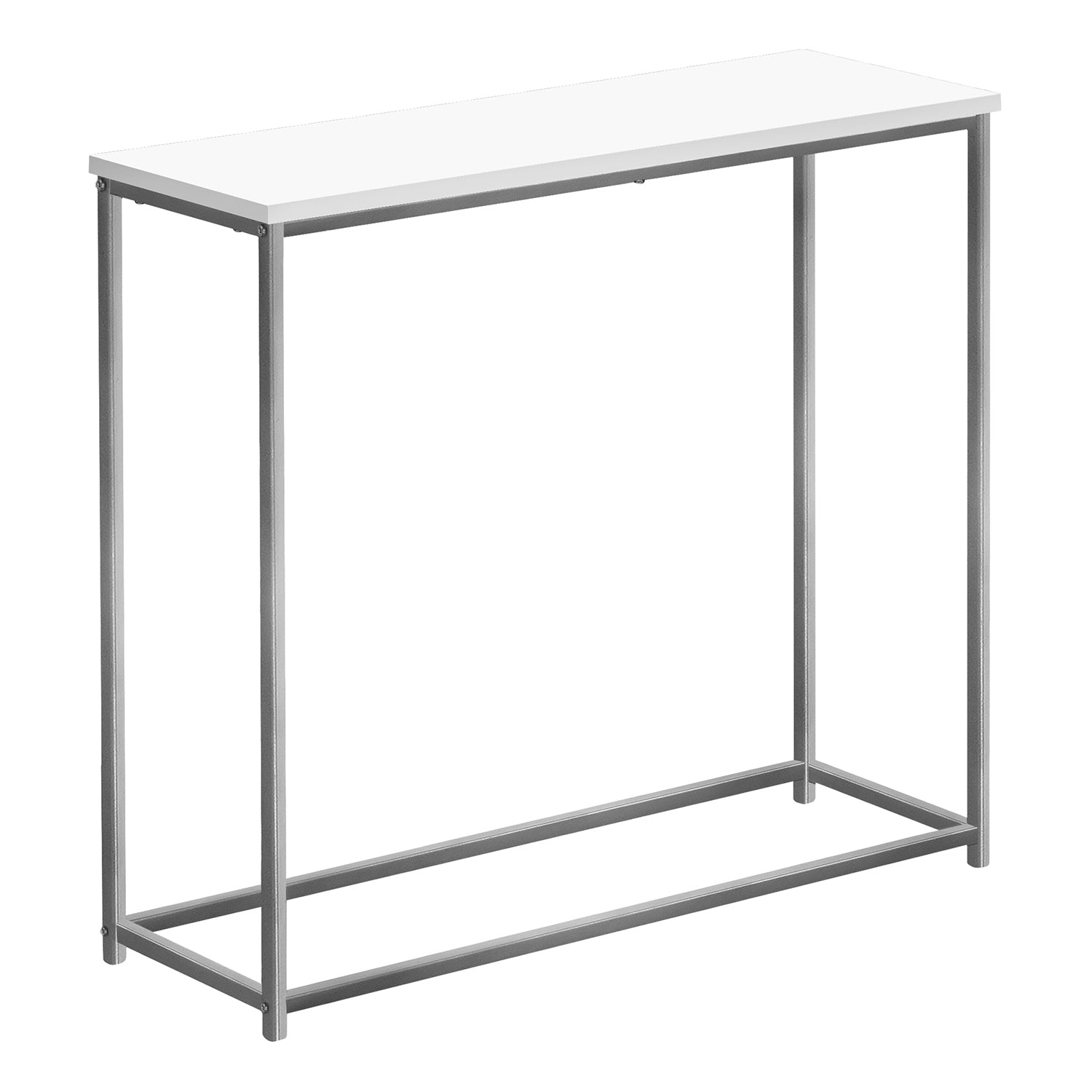 Monarch Specialties I 2256 - Table D'appoint, Console, Entrée, Étroit, Sofa, Salon, Chambre À Coucher, Laminé Blanc, Métal Gris, Contemporain, Moderne - Simple Boutique