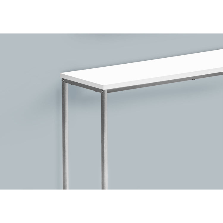 Monarch Specialties I 2256 - Table D'appoint, Console, Entrée, Étroit, Sofa, Salon, Chambre À Coucher, Laminé Blanc, Métal Gris, Contemporain, Moderne - Simple Boutique
