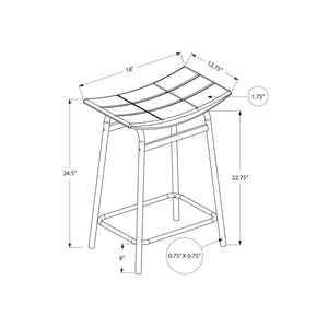 Monarch Specialties I 2387 - Tabouret De Bar, Hauteur Du Comptoir, Ensemble De 2, Cuisine, Tissu Gris, Métal Blanc, Contemporain, Moderne - Simple Boutique