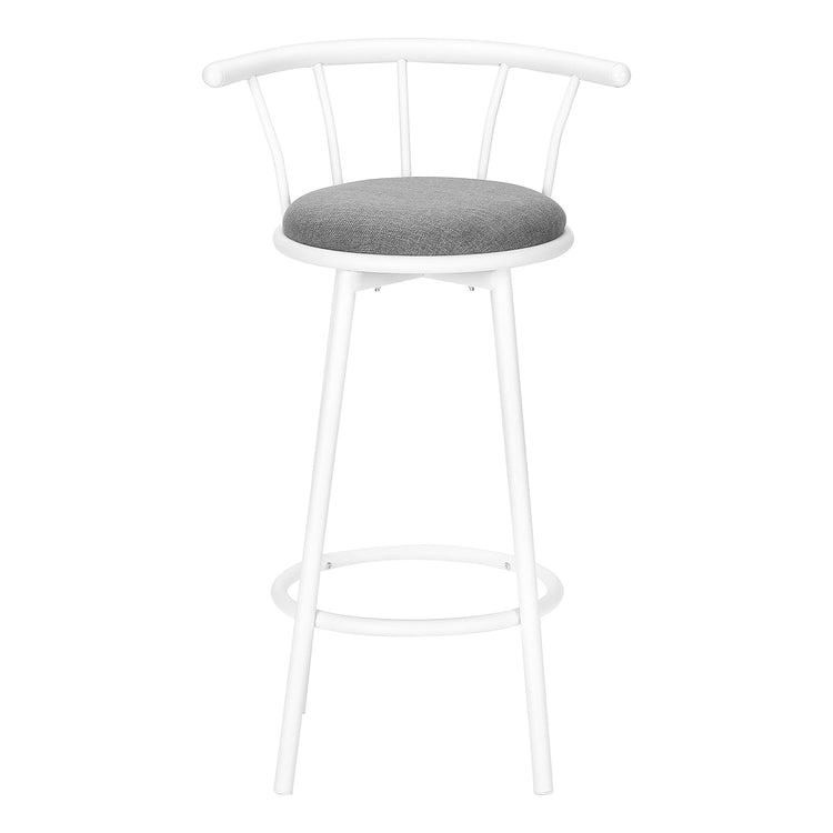 Monarch Specialties I 2397 - Tabouret De Bar, Lot De 2, Pivotant, Hauteur Bar, Métal Blanc, Look En Cuir Gris, Contemporain, Moderne - Simple Boutique