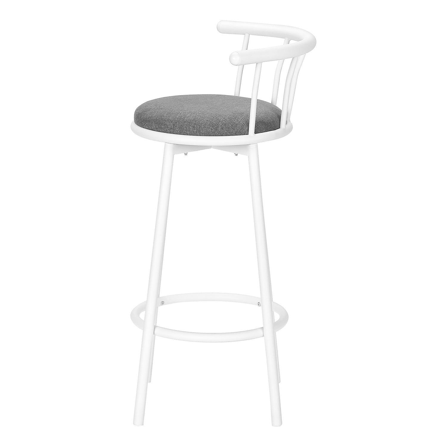 Monarch Specialties I 2397 - Tabouret De Bar, Lot De 2, Pivotant, Hauteur Bar, Métal Blanc, Look En Cuir Gris, Contemporain, Moderne - Simple Boutique
