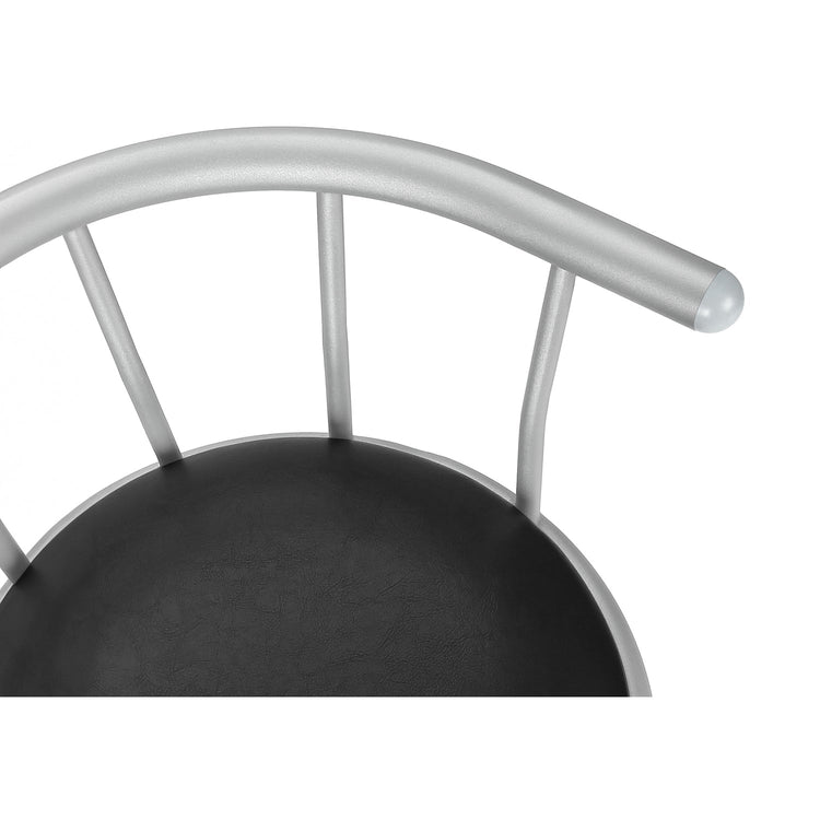 Monarch Specialties I 2399 - Tabouret De Bar, Lot De 2, Pivotant, Hauteur Bar, Métal Gris, Apparence De Cuir Noir, Contemporain, Moderne - Simple Boutique